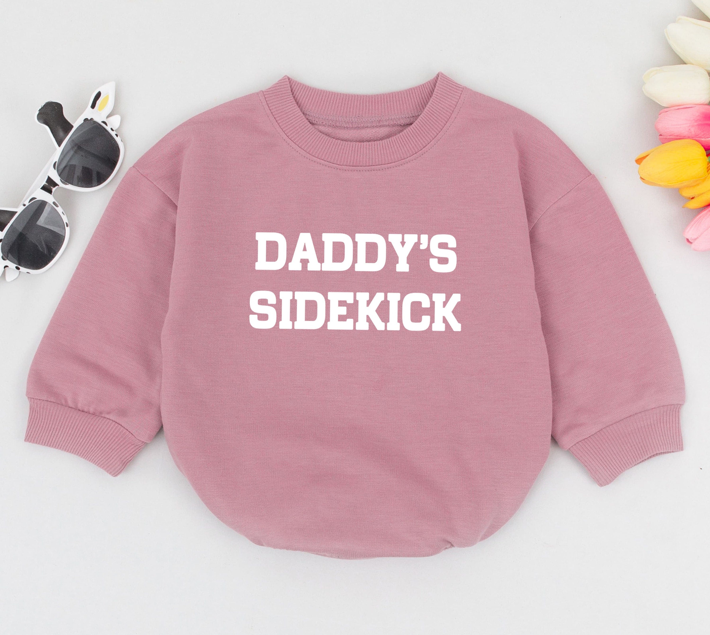 Daddy's Sidekick Baby Boy Romper Playful Outfit Gift for Dad First Father's Day Minimalist Black Text Design Soft Comfortable Wear