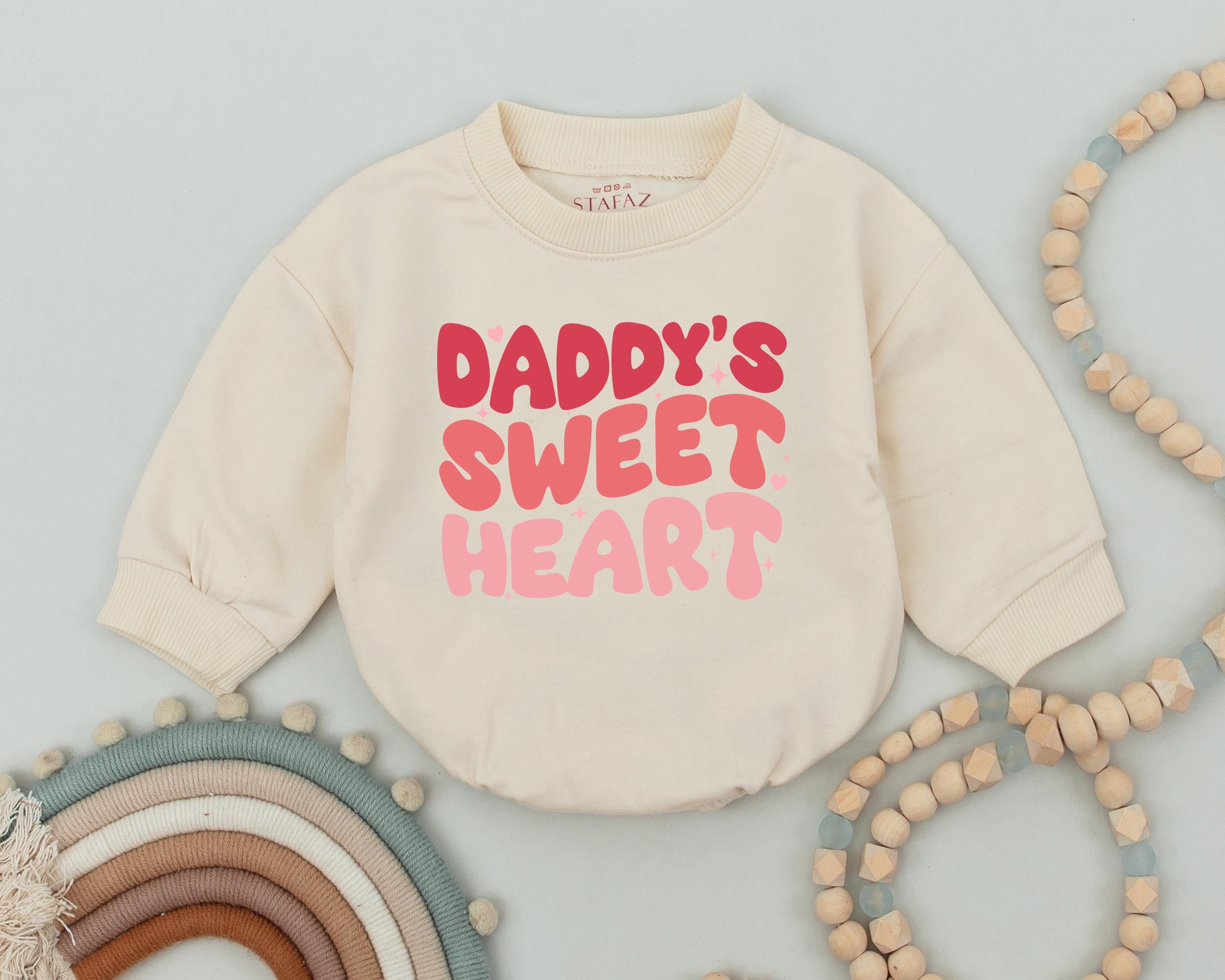 Daddy's Sweet Heart Baby Romper First Valentine's Outfit Newborn Bodysuit Cotton Soft Infant Clothes Perfect Baby Shower Gift