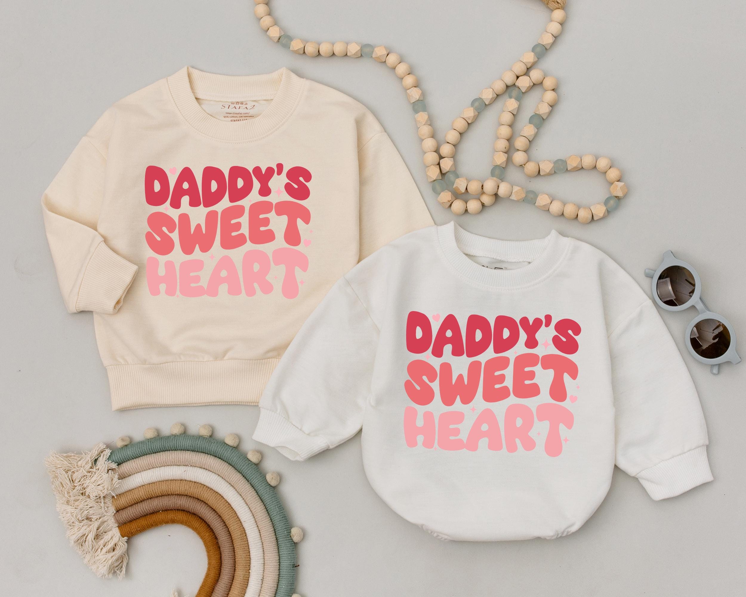 Daddy's Sweet Heart Baby Romper First Valentine's Outfit Newborn Bodysuit Cotton Soft Infant Clothes Perfect Baby Shower Gift