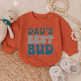 Dad's Best Bud Baby Romper with Retro Font - Long Sleeve Soft Cotton Outfit for Boys - First Father's Day Gift or Celebratory Wear