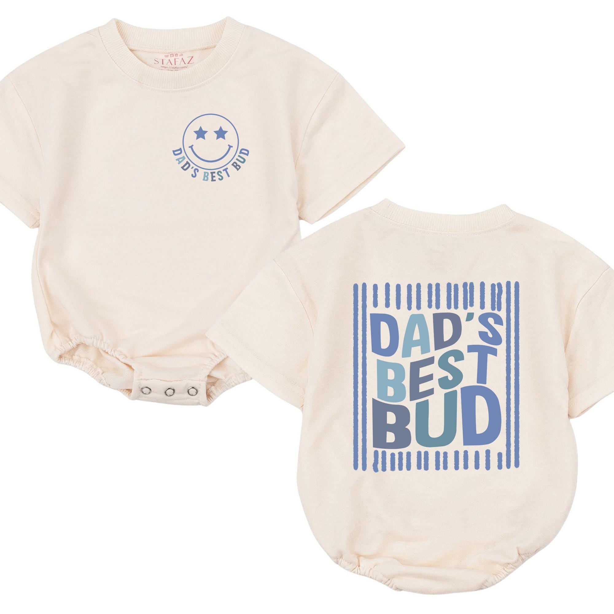 Dad's Best Bud Baby Romper Retro Smiley Face Design First Father's Day Outfit Newborn Shower Gift Soft Cotton Infant Bodysuit Clothes