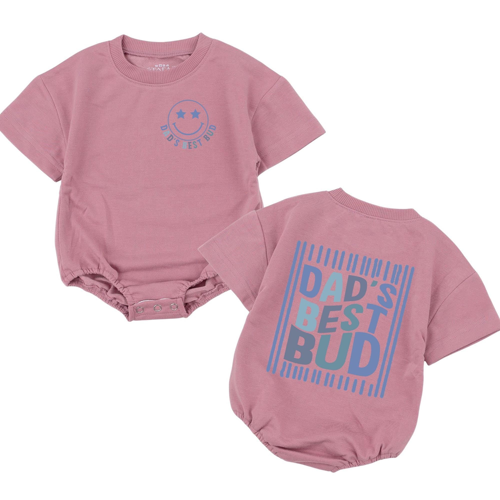 Dad's Best Bud Baby Romper Retro Smiley Face Design First Father's Day Outfit Newborn Shower Gift Soft Cotton Infant Bodysuit Clothes