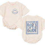 Dad's Little Dude Retro Baby Romper with Smiley Face Graphic Cute First Father's Day Outfit Soft Cotton Newborn Shower Gift