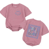 Dad's Little Dude Retro Baby Romper with Smiley Face Graphic Cute First Father's Day Outfit Soft Cotton Newborn Shower Gift