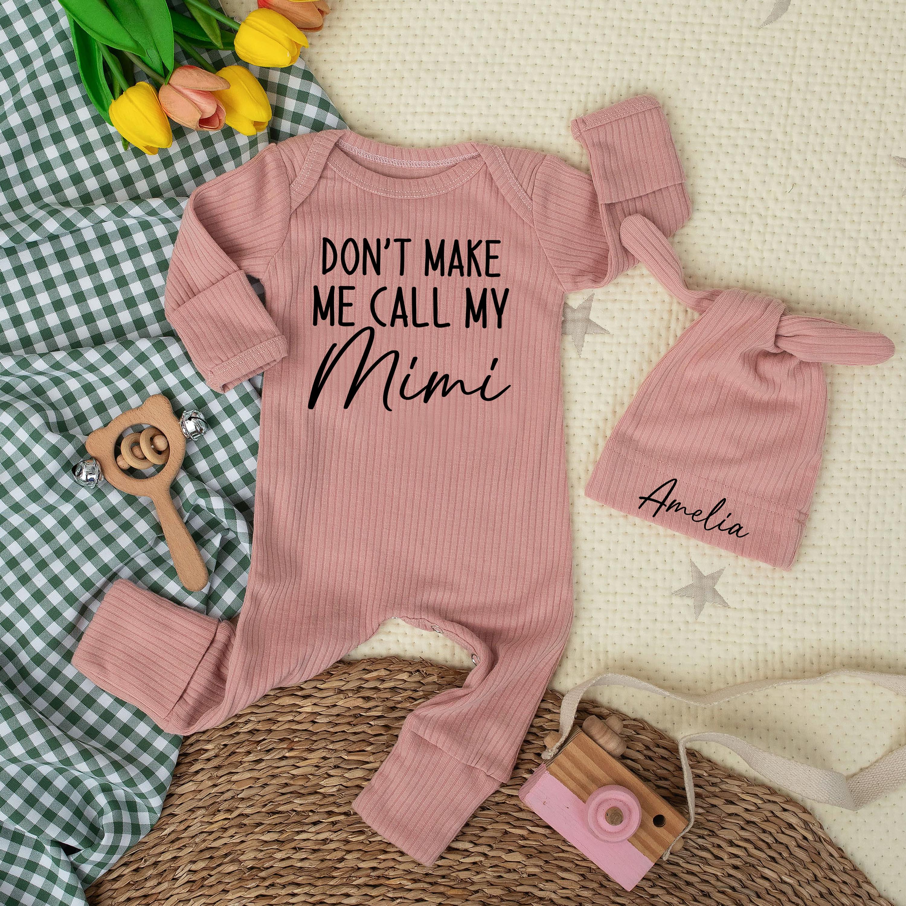 Don't Make Me Call My Mimi Baby Bodysuit Funny Infant Outfit Newborn Clothes Gift for Grandma Baby Shower Present Soft Cotton Design