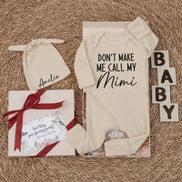 Don't Make Me Call My Mimi Baby Bodysuit Funny Infant Outfit Newborn Clothes Gift for Grandma Baby Shower Present Soft Cotton Design