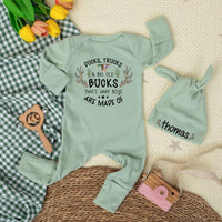Ducks Trucks Big Ole Bucks Baby Bodysuit with Custom Name Deer Hunting Outfit Rustic Newborn Clothes Funny Baby Shower Gift Cotton Soft