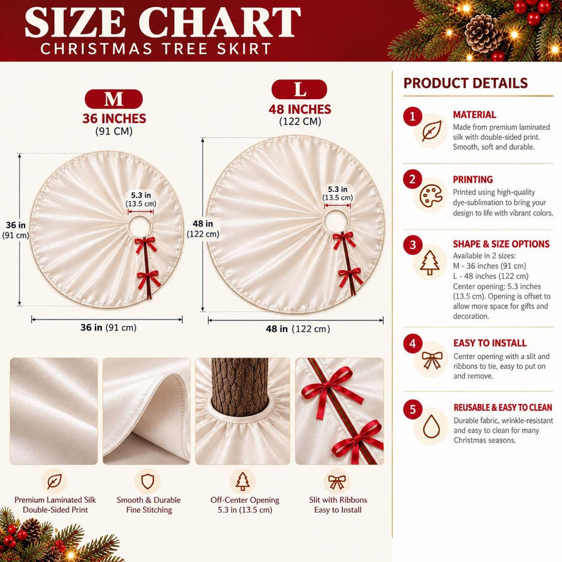 Elegant Poinsettia Christmas Tree Skirt with Custom Family Name, Festive Holiday Decor for Living Room Celebrations