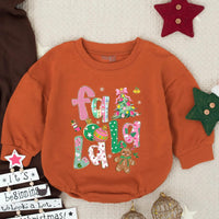 Falala Christmas Baby Romper with Glitter Artwork, Gingerbread Man & Tree Design, My First Holiday Outfit for Girls, Toddler Clothes