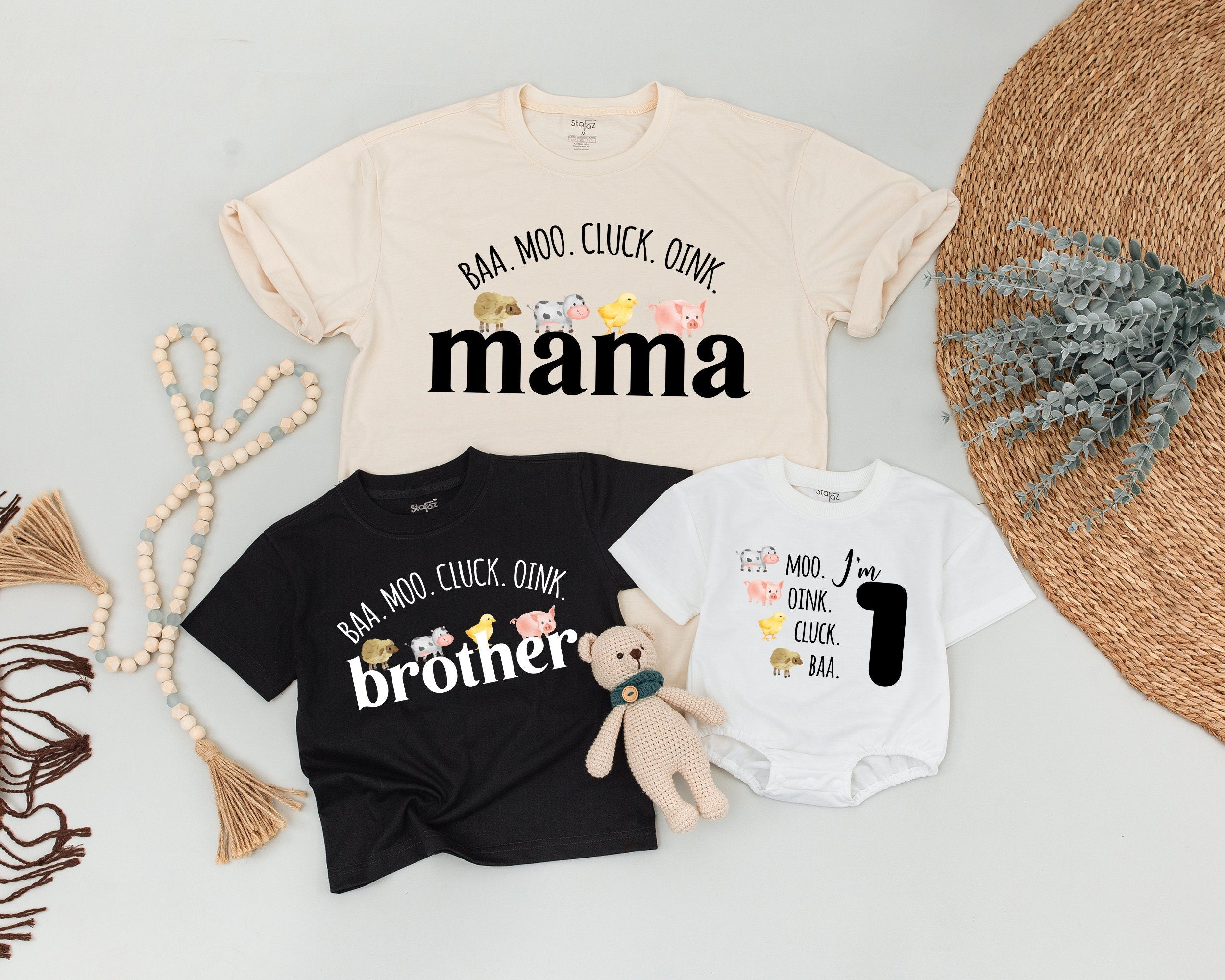 Farm Animal Birthday Shirt I'm Two Pastel Toddler Tee Matching Family Outfit Cute Soft Cotton Barnyard Kids Party Gift