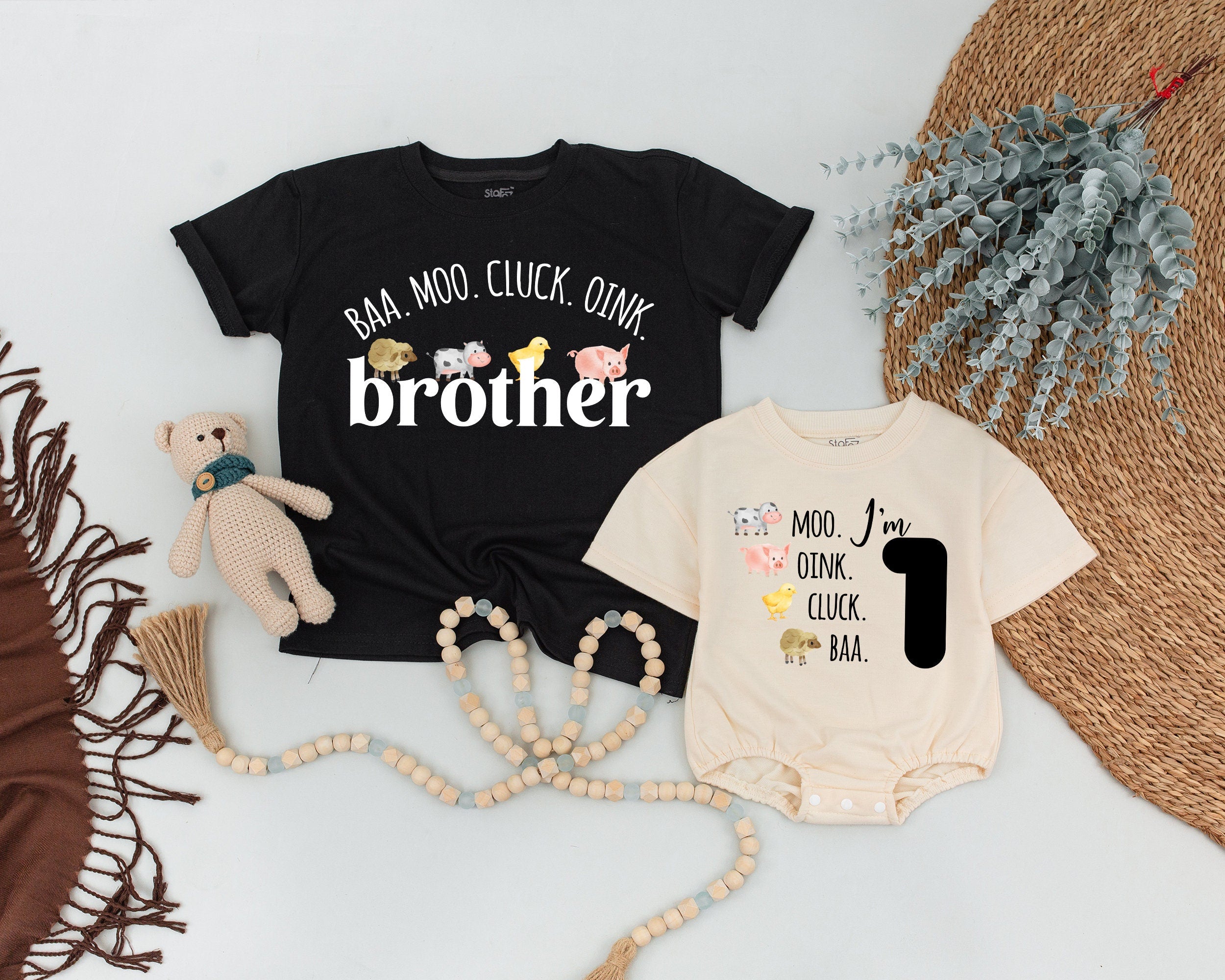 Farm Animal Birthday Shirt I'm Two Pastel Toddler Tee Matching Family Outfit Cute Soft Cotton Barnyard Kids Party Gift