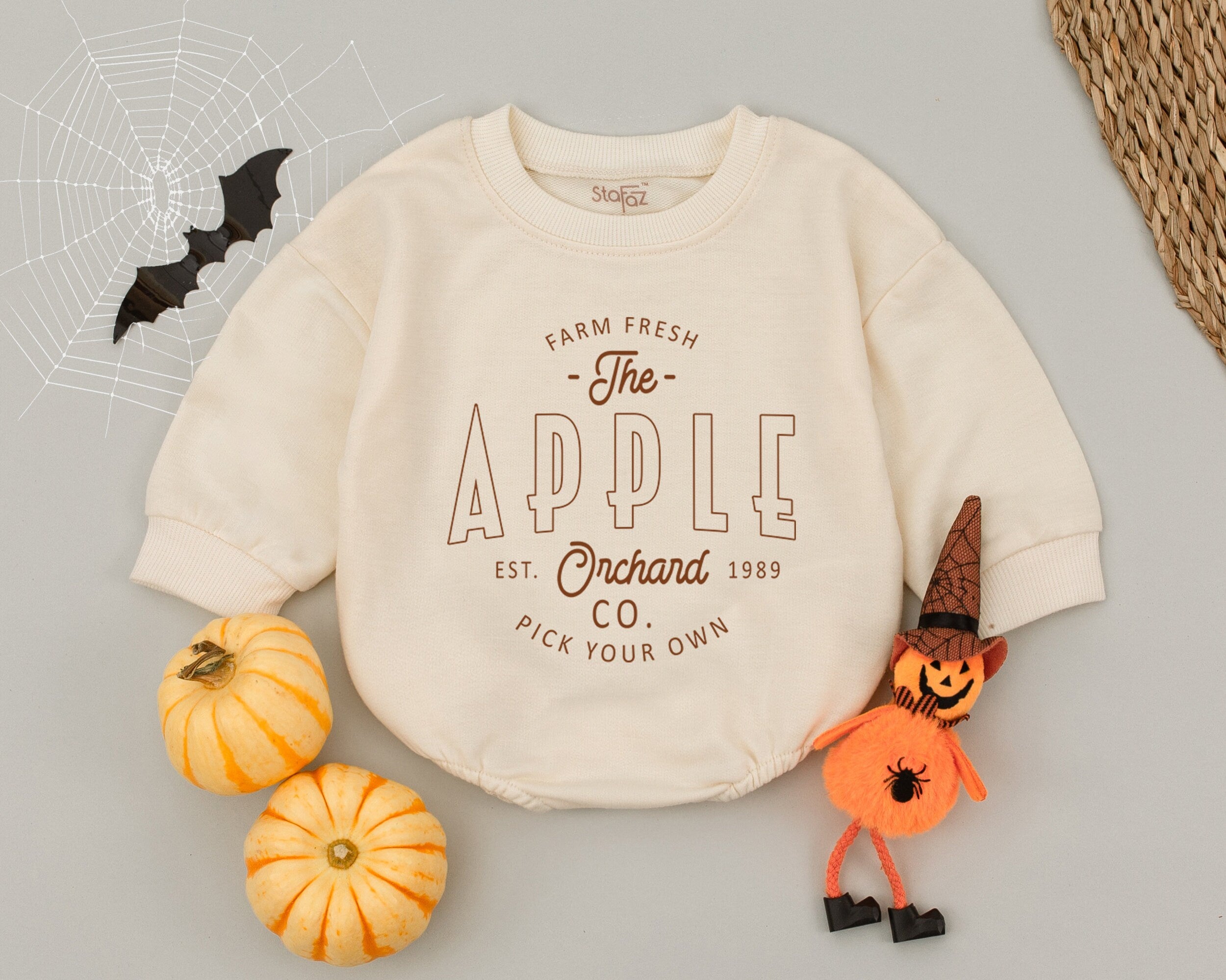 Farm Fresh Apple Orchard Baby Romper for Cozy Fall Days and First Halloween Soft Cotton Autumn Infant Outfit Thanksgiving Coming Home