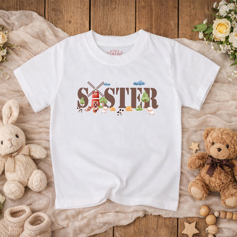 Farm Theme First Birthday Matching Family Shirts Custom Cow and Barn Design Baby Toddler Girl Boy Outfit Rustic Farm Animal Party Tee