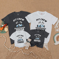 Fast One Race Car Birthday Outfit for Baby Boy with Matching Family Shirts Custom Names 1st Birthday Gift Racing Party Clothes