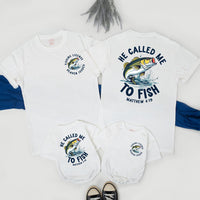 Father Son Christian Fishing Shirts with Leaping Bass Design Matthew 4:19 Faith-Based Outfit Matching Fishing Shirts for Dad and Son