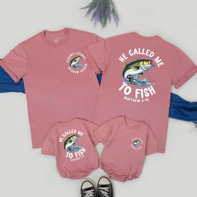 Father Son Christian Fishing Shirts with Leaping Bass Design Matthew 4:19 Faith-Based Outfit Matching Fishing Shirts for Dad and Son