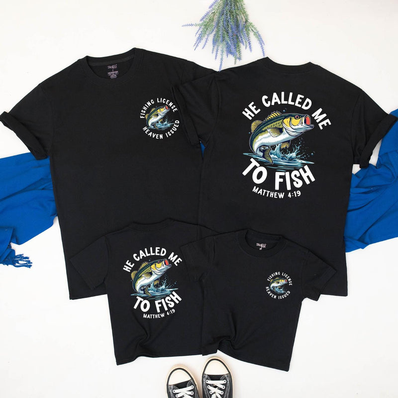 Father Son Christian Fishing Shirts with Leaping Bass Design Matthew 4:19 Faith-Based Outfit Matching Fishing Shirts for Dad and Son