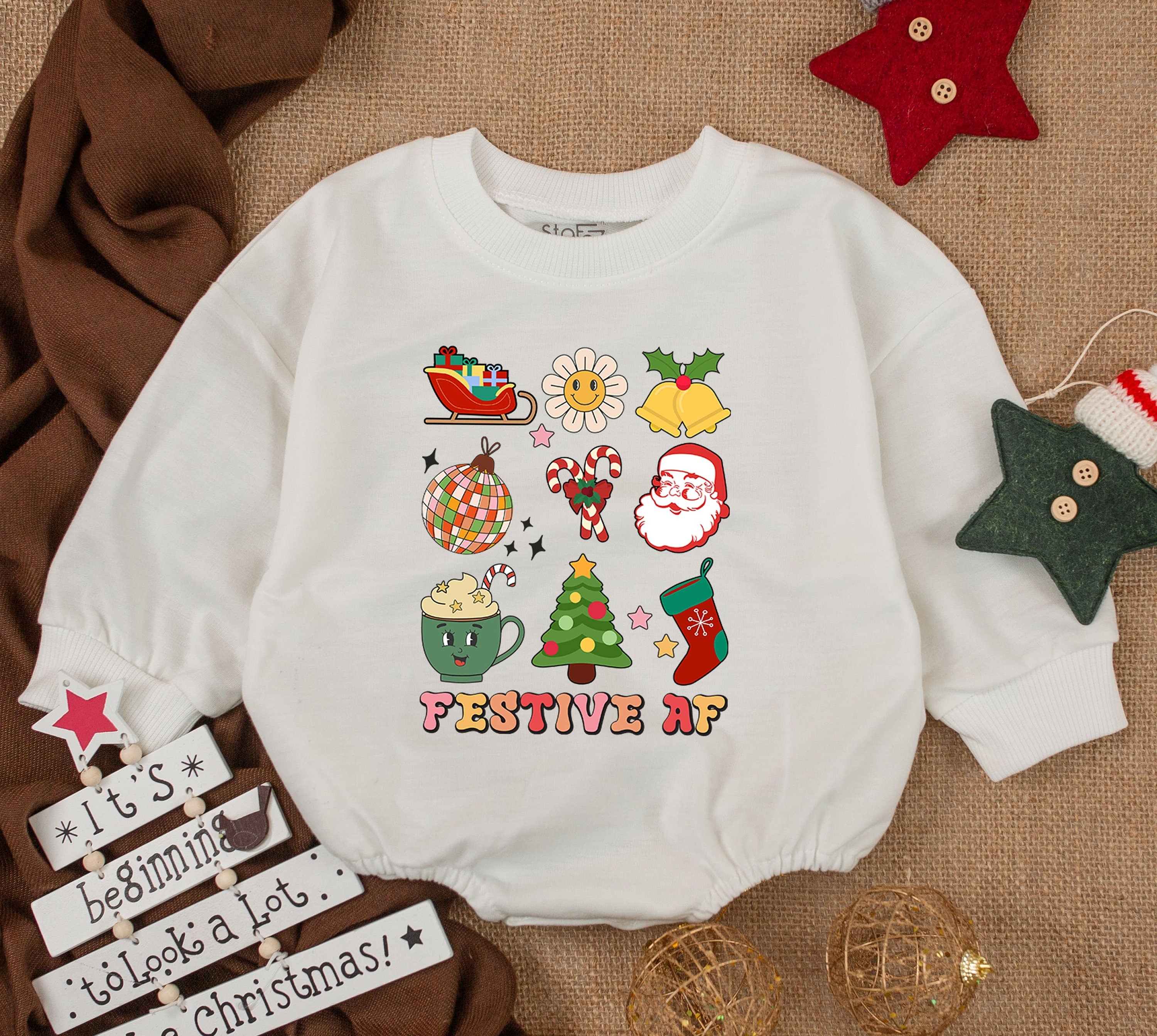 Festive AF Baby Romper Merry Christmas Outfit Santa Snowman Tree Fun First Xmas Gift Soft Comfortable Holiday Infant Apparel