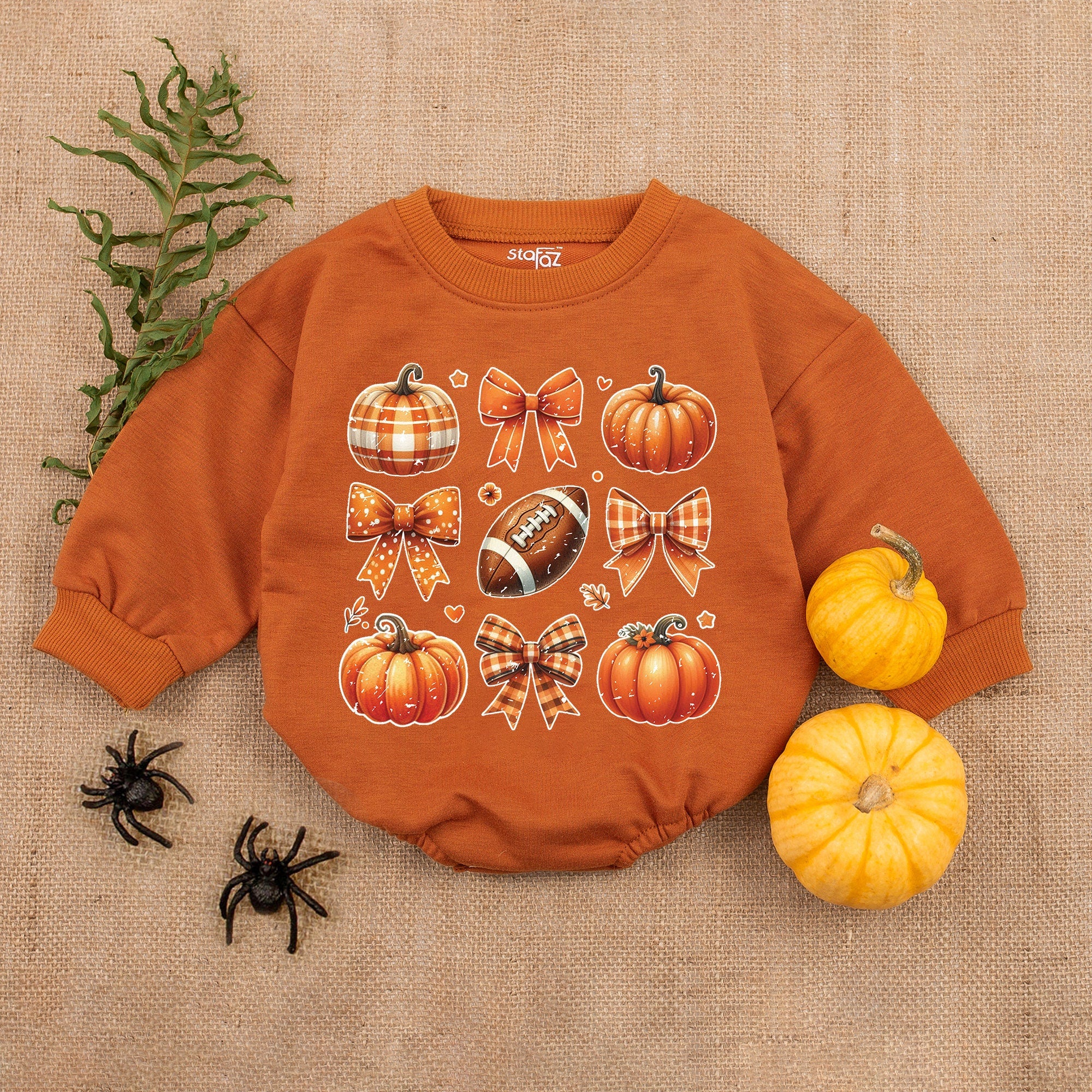 Festive Autumn Pumpkin and Football Romper for Baby Girl's First Thanksgiving Comfortable Cotton Fall Baby Shower Gift