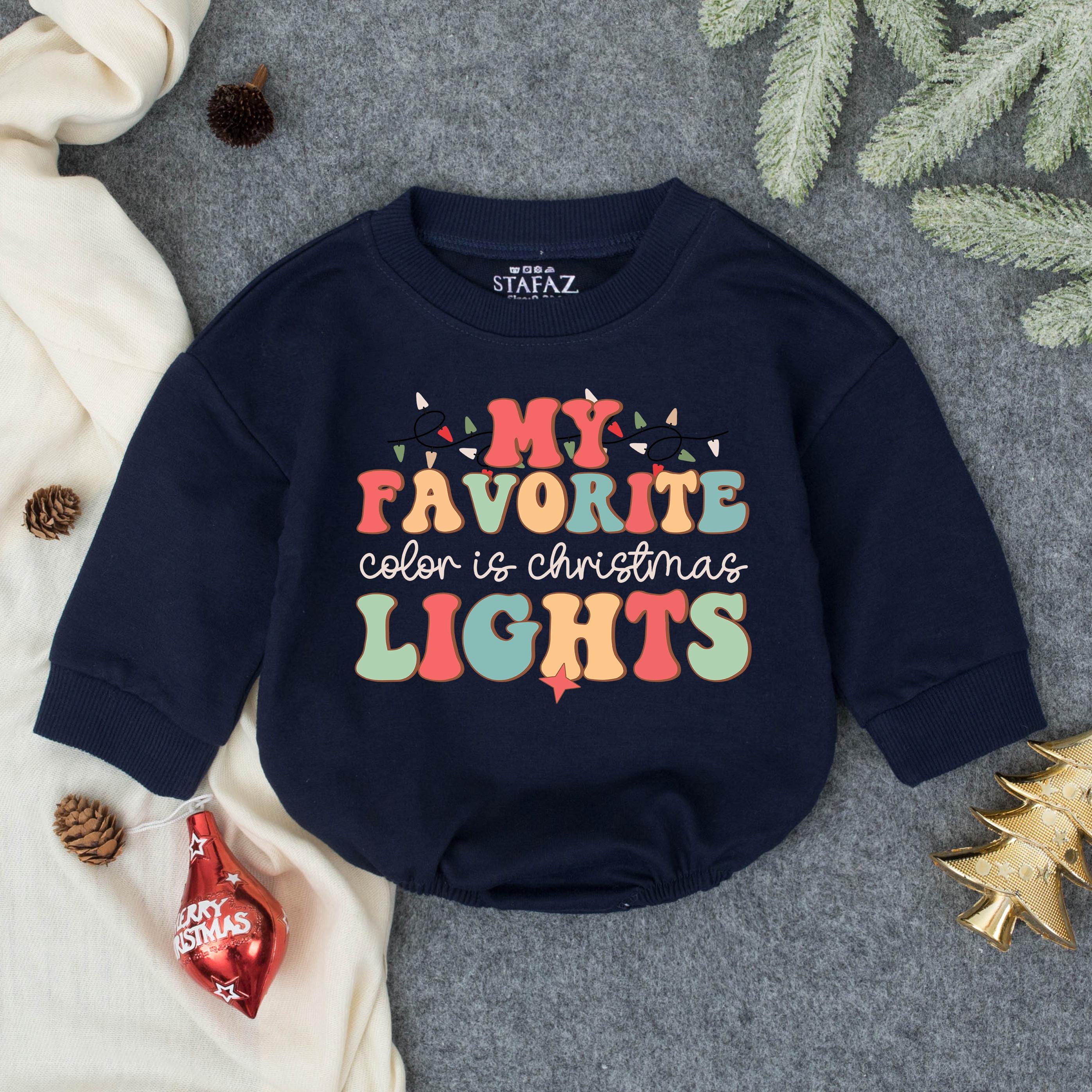 Festive Christmas Lights Baby Outfit Holiday Toddler Sweatshirt Soft Cotton Infant Girl Christmas Clothes Cheerful Gift