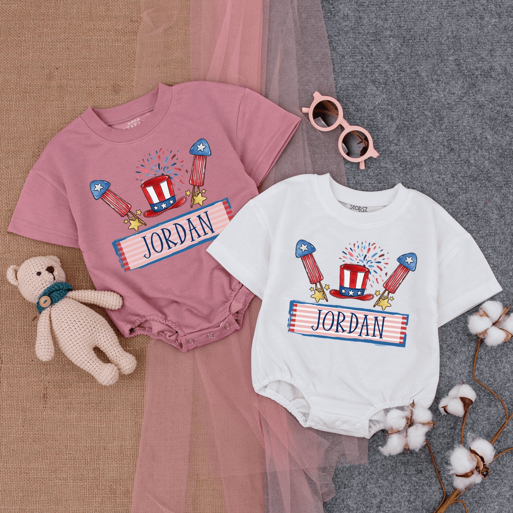 Festive Fourth of July Baby Romper with Stars and Stripes Hat Design Soft Cotton Infant Bodysuit for Holiday Celebrations and Memorial Day