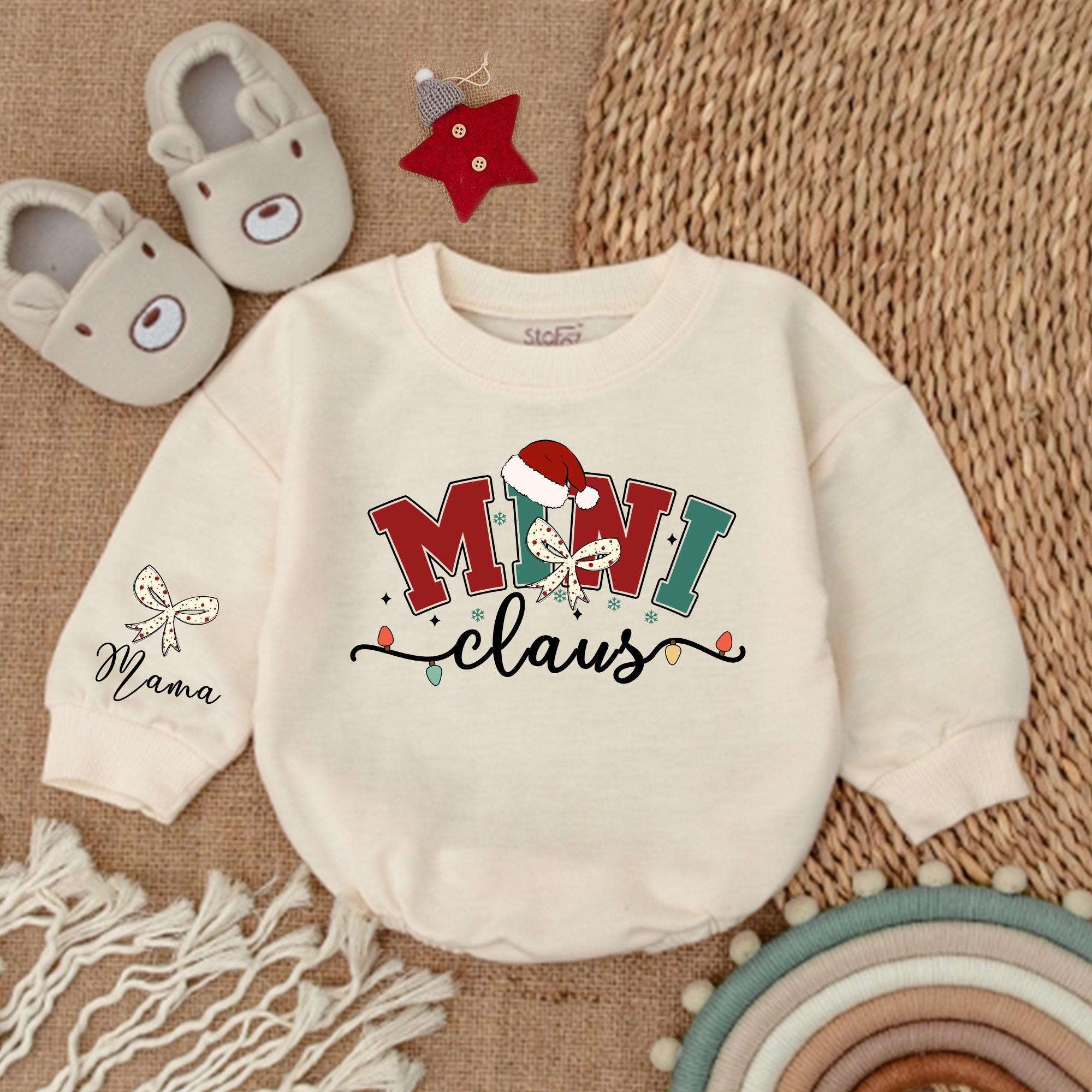 Festive Mama and Mini Claus Matching Family Christmas Sweatshirts Personalized Holiday Outfits Cozy Cotton Soft Christmas Sweaters