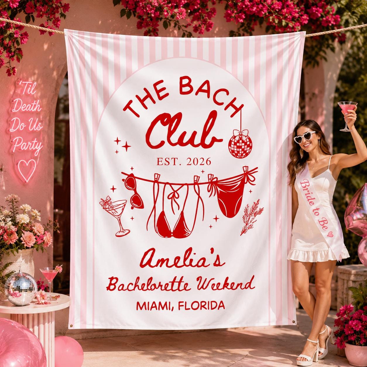Final Fiesta Bachelorette Banner with Custom Bride Name Cabo Mexico Party Decor, Last Fiesta Backdrop for Celebrations and Weddings