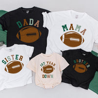 First Birthday Football Family Shirts Personalized Baby Toddler Outfit Soft Comfortable Cotton Dad Mom Sister 1st Year Down Design