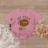 First Birthday Football Family Shirts Personalized Baby Toddler Outfit Soft Comfortable Cotton Dad Mom Sister 1st Year Down Design