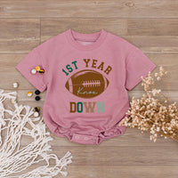 First Birthday Football Family Shirts Personalized Baby Toddler Outfit Soft Comfortable Cotton Dad Mom Sister 1st Year Down Design