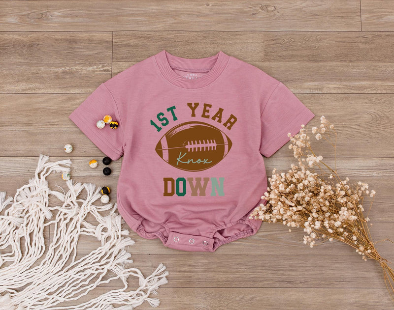 First Birthday Football Family Shirts Personalized Baby Toddler Outfit Soft Comfortable Cotton Dad Mom Sister 1st Year Down Design