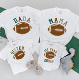 First Birthday Football Family Shirts Personalized Baby Toddler Outfit Soft Comfortable Cotton Dad Mom Sister 1st Year Down Design