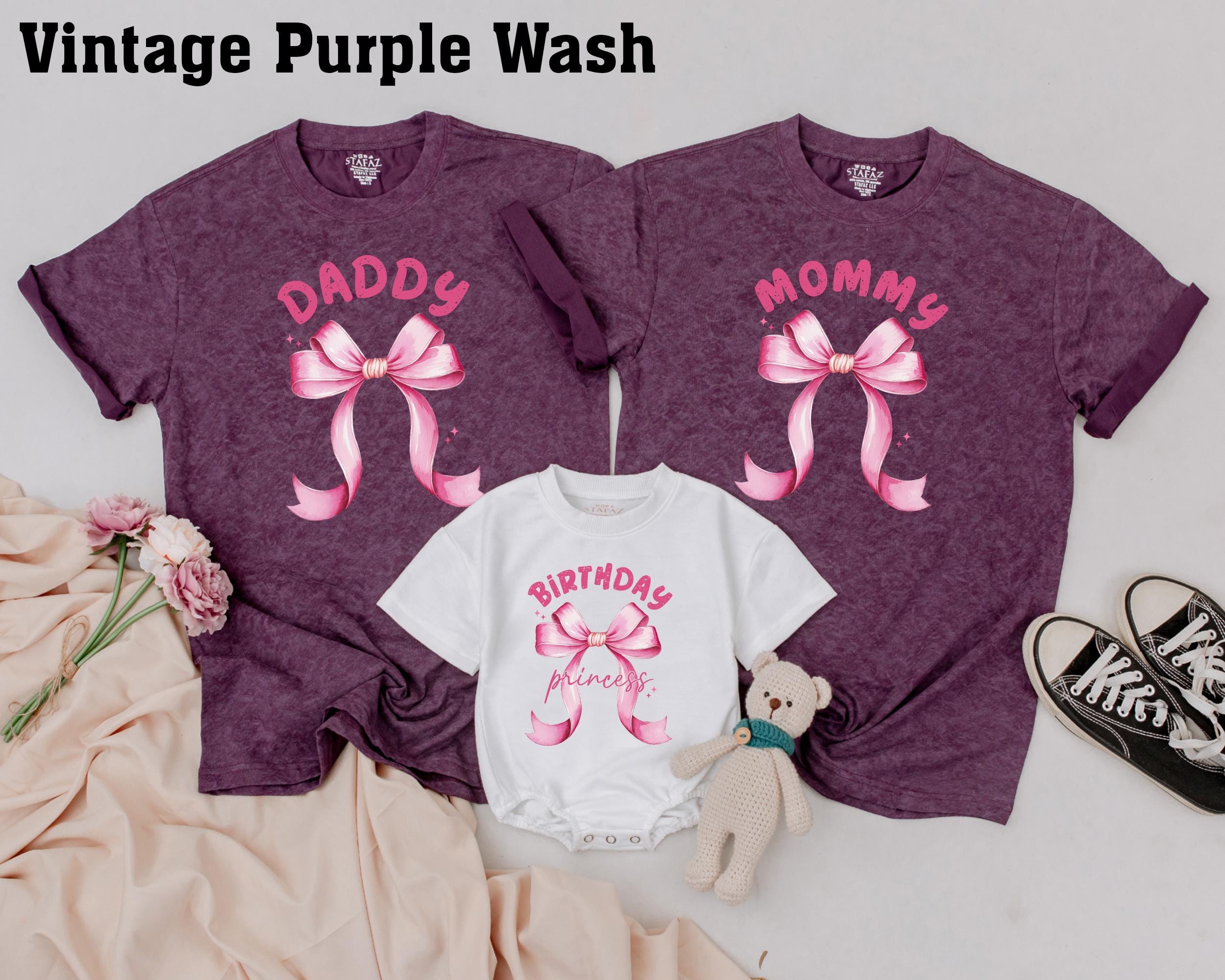 First Birthday Pink Bow Shirt for Toddler Girls with Matching Family Party Theme Vibrant Design Comfortable Cotton Outfit Celebration Gift