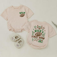 First Down Shirt Personalized, Football Birthday Baby Matching Romper