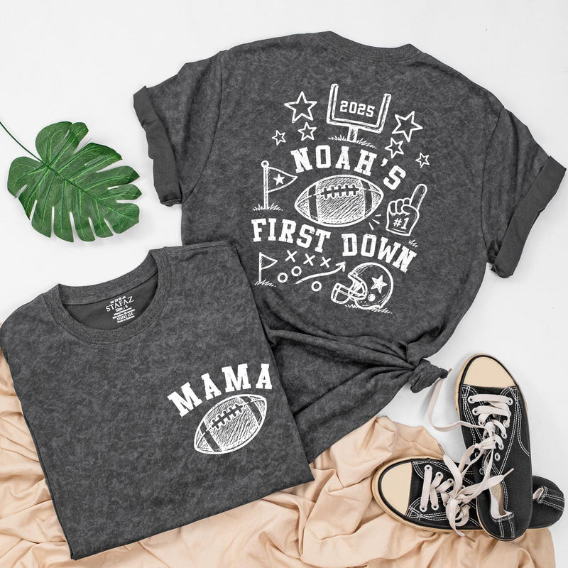 First Down Shirt Personalized, Football Birthday Baby Matching Romper