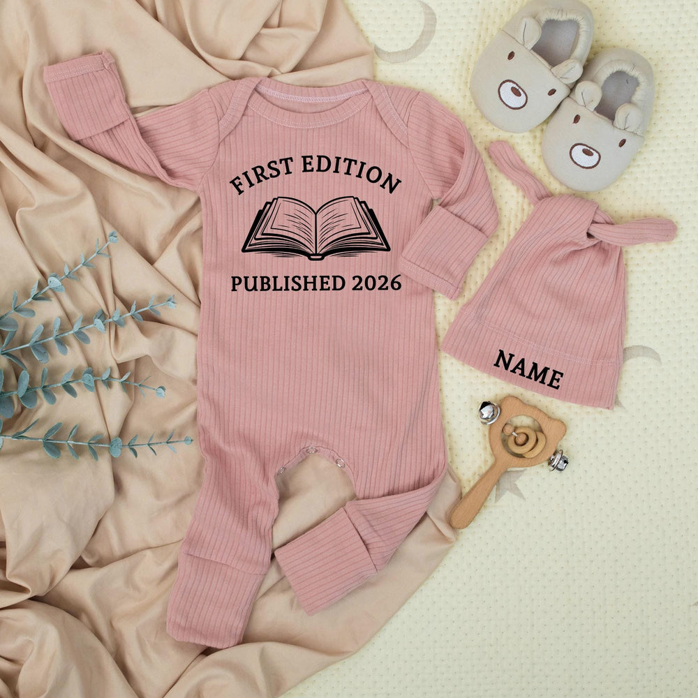 First Edition Published 2026 Baby Bodysuit Vintage Book Design Cute Infant Outfit Soft Cotton Gift for Baby Shower or Pregnancy Announcement