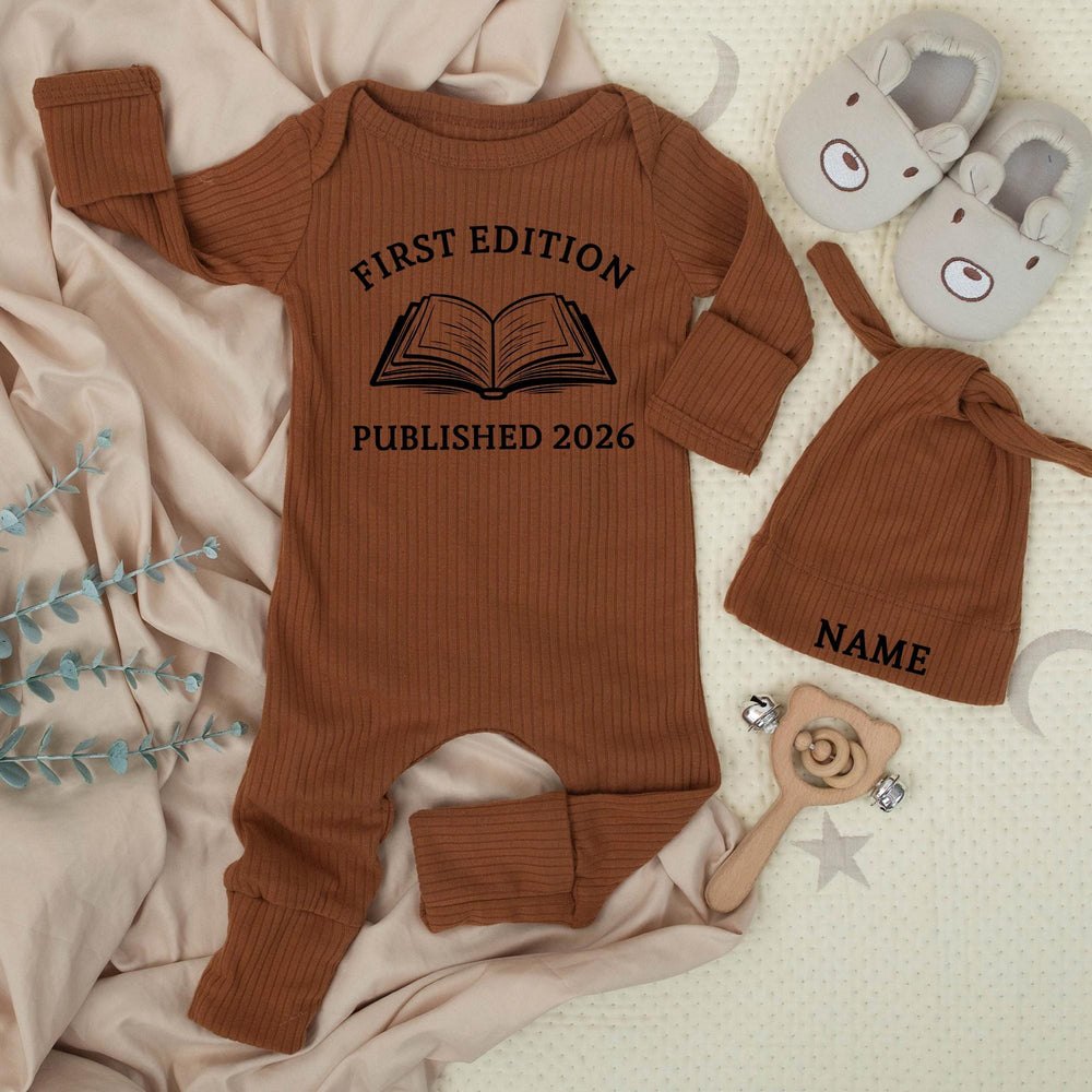 First Edition Published 2026 Baby Bodysuit Vintage Book Design Cute Infant Outfit Soft Cotton Gift for Baby Shower or Pregnancy Announcement