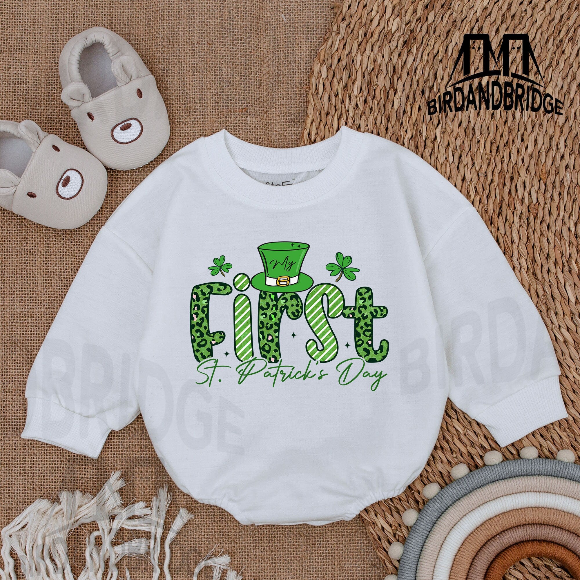 First St. Patrick's Day Baby Romper with Shamrock Design Soft Cotton Light Mauve Infant Outfit Irish Celebration Newborn Bodysuit
