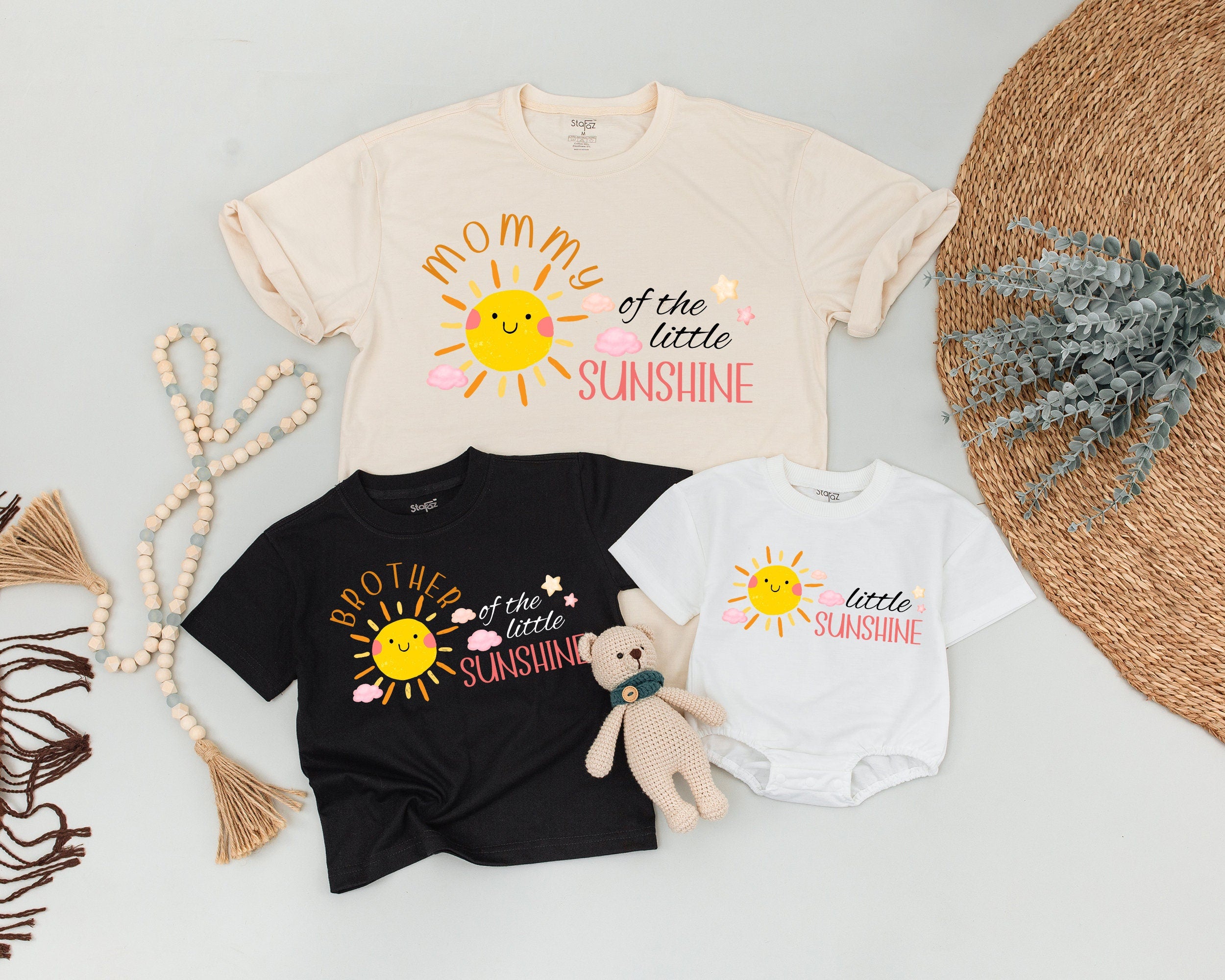 First Trip Around the Sun Boho Family Shirts Custom Sunshine Birthday Outfit for Baby Toddler Matching Mommy Daddy Brother Sister