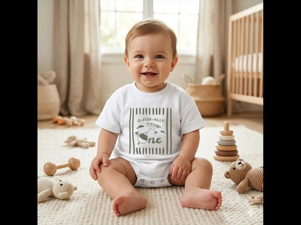 O-Fish-Ally One Fishing Birthday Shirts for Baby and Family, Personalized 1st Birthday Outfit, Matching Rustic Green Party Clothes