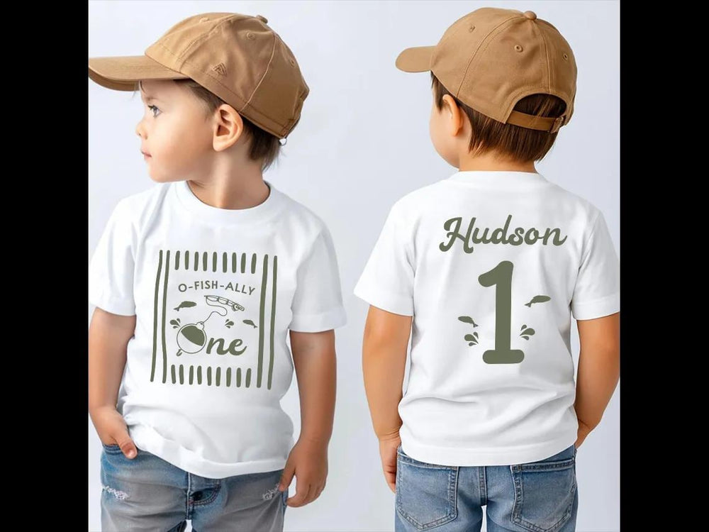 O-Fish-Ally One Fishing Birthday Shirts for Baby and Family, Personalized 1st Birthday Outfit, Matching Rustic Green Party Clothes