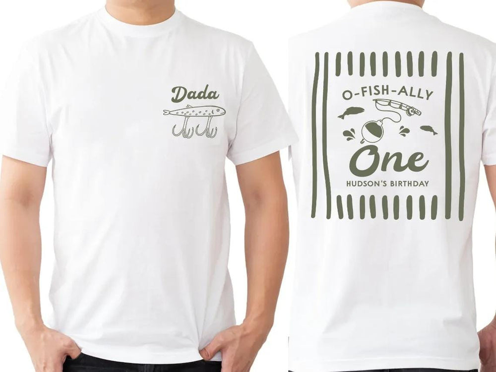 O-Fish-Ally One Fishing Birthday Shirts for Baby and Family, Personalized 1st Birthday Outfit, Matching Rustic Green Party Clothes