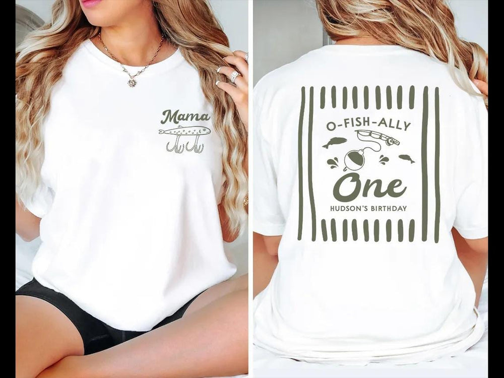 O-Fish-Ally One Fishing Birthday Shirts for Baby and Family, Personalized 1st Birthday Outfit, Matching Rustic Green Party Clothes