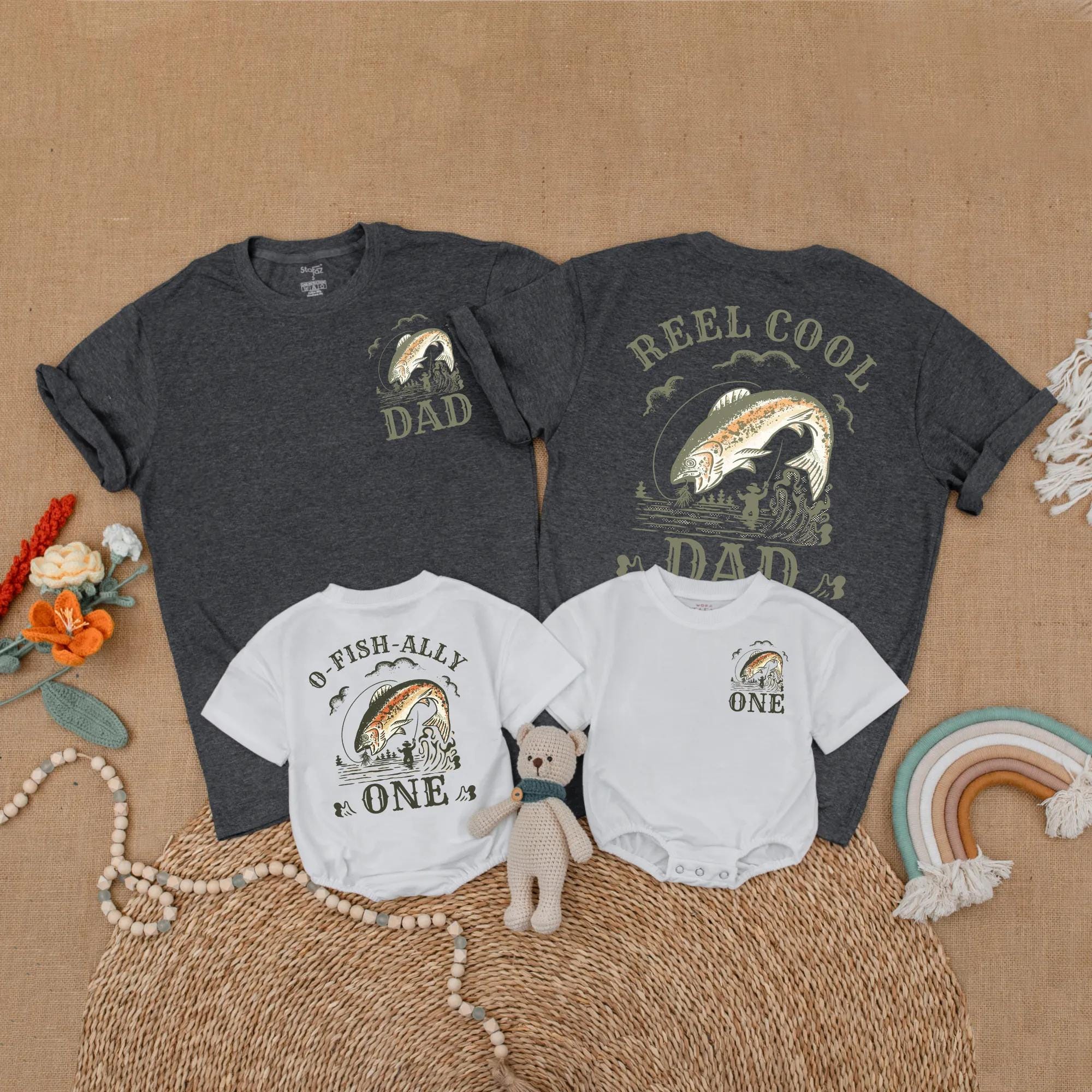 O-Fish-Ally One Matching Family Shirts Reel Cool Mom Fishing Theme Cotton Outfit Baby Boy First Birthday Personalized Gift