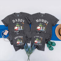 Fishing 1st Birthday Matching Family Shirts Personalized Party Outfit Daddy Mommy Brother Baby Bodysuit Rustic Outdoor Theme