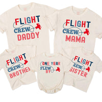 Flight Crew Matching Family Shirts, Custom Birthday Outfit for Toddler, Baby, Mom, Dad, Soft Cotton Tee, Personalized Gift for Milestone Event