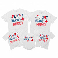 Flight Crew Matching Family Shirts, Custom Birthday Outfit for Toddler, Baby, Mom, Dad, Soft Cotton Tee, Personalized Gift for Milestone Event