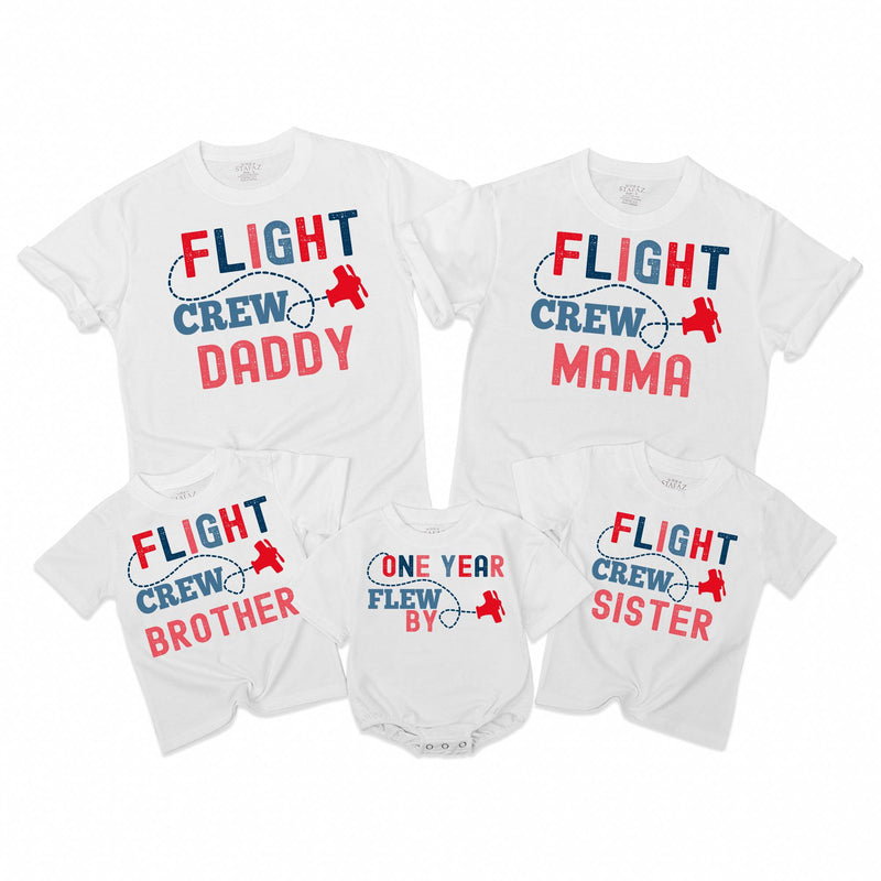 Flight Crew Matching Family Shirts, Custom Birthday Outfit for Toddler, Baby, Mom, Dad, Soft Cotton Tee, Personalized Gift for Milestone Event