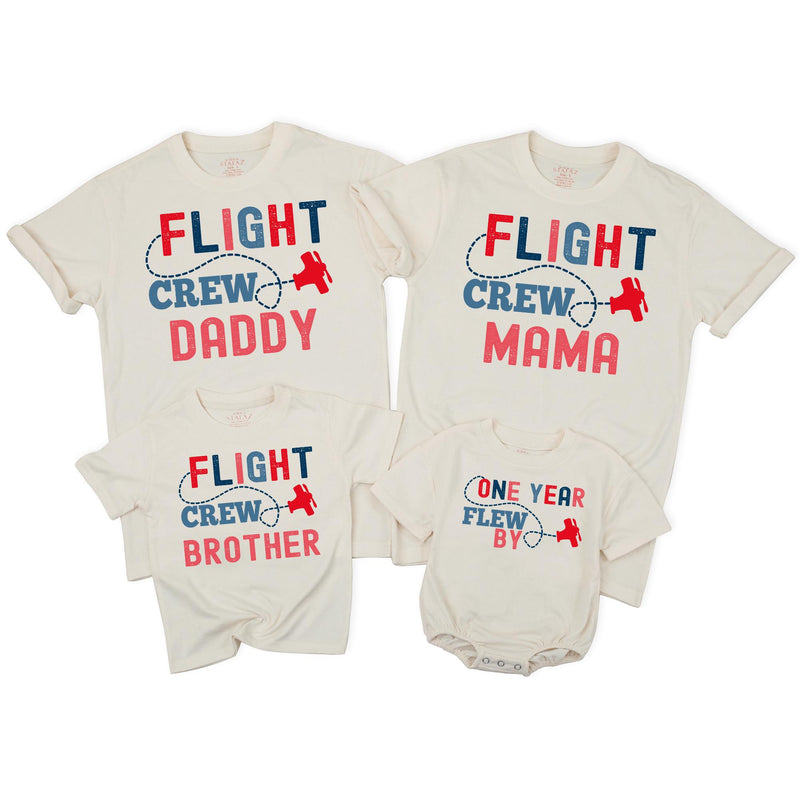 Flight Crew Matching Family Shirts, Custom Birthday Outfit for Toddler, Baby, Mom, Dad, Soft Cotton Tee, Personalized Gift for Milestone Event