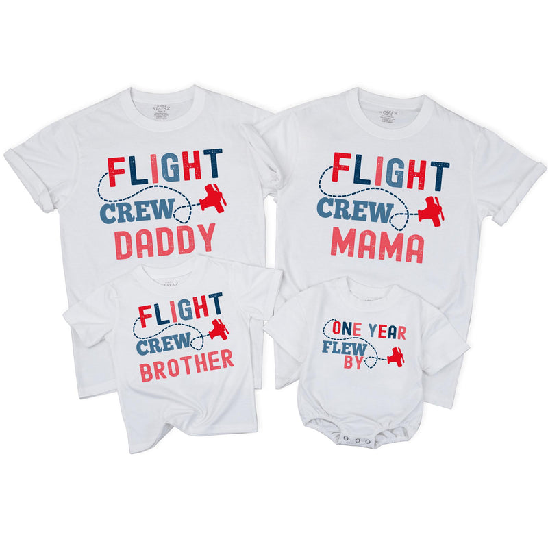 Flight Crew Matching Family Shirts, Custom Birthday Outfit for Toddler, Baby, Mom, Dad, Soft Cotton Tee, Personalized Gift for Milestone Event